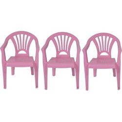 3x Roze kinderstoeltje plastic 37 x 31 x 51 cm - Kinderstoelen
