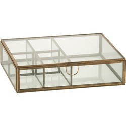 J-line - Box Glas/metaal Brons Small - 25.5x20x6.5cm