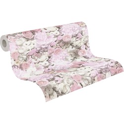 A.S. Création behang bloemmotief roze, wit en glitter - 53 cm x 10,05 m - AS-380081