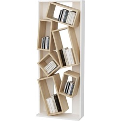 Rek 6 planken wit en eikenhouten decor L63 cm - Carmen