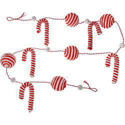 Clayre & Eef Kerstslinger Guirlande Rood Wit Kunststof