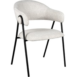 LABEL51 Eetkamerstoel Lowen - Wit - Boucle - Black Frame