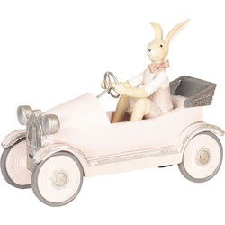 Clayre & Eef Beeld Konijn 24x9x18 cm Roze Polyresin Woonaccessoires