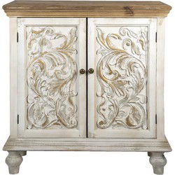Clayre & Eef Dressoir  91x38x100 cm Wit Bruin Hout Wandkast