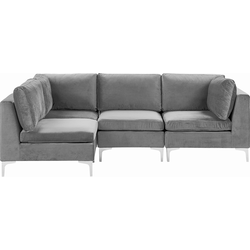 Beliani EVJA - Modulaire Sofa-Grijs-Fluweel