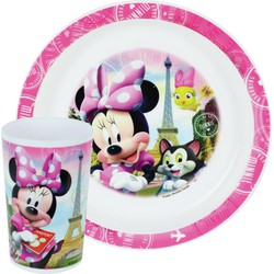 Kinder ontbijt set Disney Minnie Mouse 2-delig van kunststof - Kinderservies