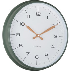 Karlsson - Wandklok Modern Factory - Jungle green & ochre yellow- Ø30cm