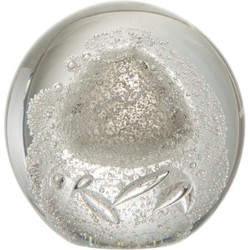  J-Line Papiergewicht Bol Glas Bubbels Zilver - Large