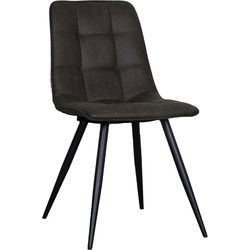 LABEL51 Eetkamerstoel Bistro - Antraciet - Micro Suede - Black Frame