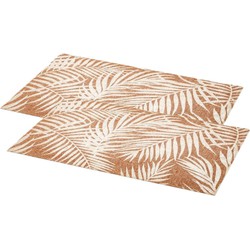 Set van 6x stuks rechthoekige placemats Palm wit linnen mix 45 x 30 cm - Placemats