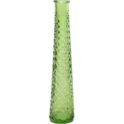 Vaas/bloemenvaas van gerecycled glas - D7 x H32 cm - transparant lichtgroen - Vazen