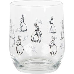Clayre & Eef Waterglas 300 ml Transparant Glas Konijnen Drinkbeker