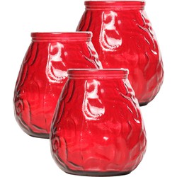 Set van 3x stuks rode Lowboy buiten tafel sfeer kaarsen 10 cm 40 branduren in glas - Waxinelichtjes