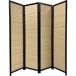 Fine Asianliving Bamboo Room Divider Black 4 Panel W160xH180cm
