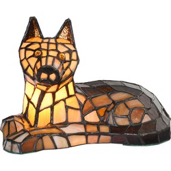 LumiLamp Tiffany Tafellamp Hond 25x13x17 cm Bruin Glas Tiffany Bureaulamp