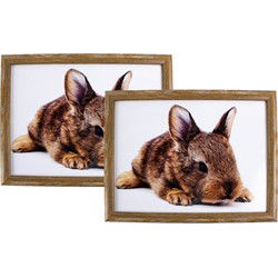 Mars & More Schoot kussen/laptoptray - 2x - konijn print - 43 x 33 cm - Sierkussens