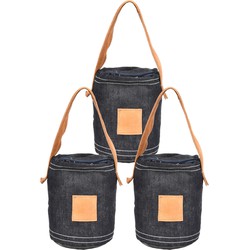 4x Deurstopper blauw denim met bruin leer 13 x 17 cm - Deurstoppers