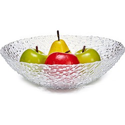 Grote fruitschaal van bewerkt glas rond 31 cm - Fruitschalen