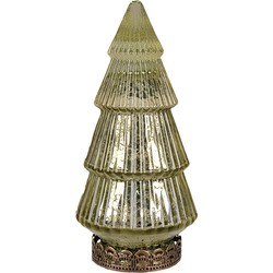 Clayre & Eef Kerstdecoratie met LED-verlichting Kerstboom Ø 8x16 cm Groen Glas