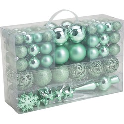 111x stuks kunststof kerstballen mint groen 3, 4 en 6 cm met piek - Kerstbal