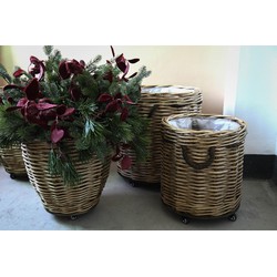 PTMD Mand Tifa - 62x62x62 cm - Wilg - Naturel - Set van 2