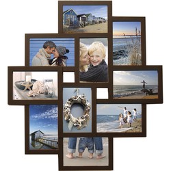 Henzo Fotolijst - Holiday Gallery - Collagelijst voor 10 foto\'s - Fotomaat 10x15 cm - Donkerbruin