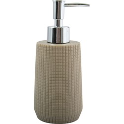 MSV Zeeppompje/dispenser - Squares - kunststeen - taupe - 7 x 18 cm - 275 ml - Zeeppompjes