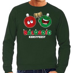 Bellatio Decorations foute Kersttrui/sweater voor heren - baldadig kerstfeest - groen - ontdeugend L - kerst truien