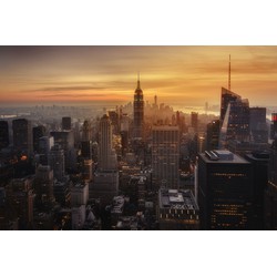 Sanders & Sanders fotobehang New York skyline warm oranje en vergrijsd bruin - 3,6 x 2,7 m - 601016