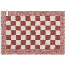 Knit Factory Gebreide Placemat - Onderlegger Block - Ecru/Roest - 50x30 cm
