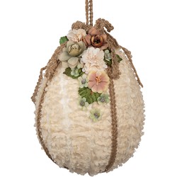 Clayre & Eef Paashanger Ei Ø 20x29 cm Beige Textiel op Kunststof