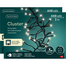 Lumineo Clusterverlichting - 2x - warm wit - 448 leds - 420 cm - Kerstverlichting kerstboom