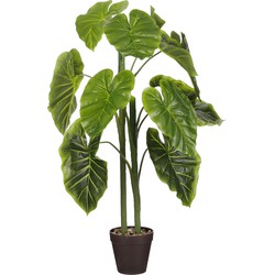 Mica Decorations Alocasia Kunstplant in Bloempot - H100 x Ø50 cm - Groen 