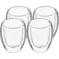 Set van 8x espressokopjes dubbelwandig glas 70 ml - Koffie- en theeglazen