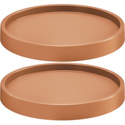 2x Stuks planten trolleys/multirollers rond terracotta kunststof 35 cm - Planten onderzetter