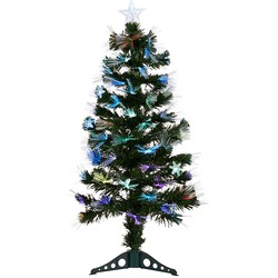 Tweedekans kunst kerstboom - fiber - met verlichting - H90 cm - Kunstkerstboom
