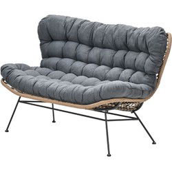 Libelle 2-zits bank - natural rotan - mystic grey