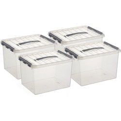 Sunware opbergbox - 4x stuks - transparant - 22L - 40 x 30 x 26 cm - Opbergbox