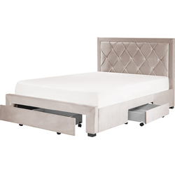 LIEVIN - Bed met opbergruimte - Beige - 140 x 200 cm - Fluweel