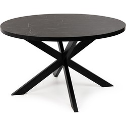 Stalux Ronde eettafel 'Daan' 148cm, kleur zwart / zwart marmer