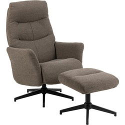 Relaxfauteuil Taupe - Incl. Voetenbankje - 83x75x112cm - Lovik