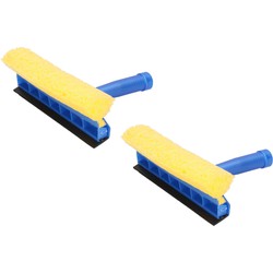 2x Stuks raamtrekker blauw met spons en kunststof handvat 23 cm - Raamwissers