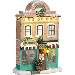 LuVille Kerstdorp Miniatuur Florist - L18 x B9 x H26 cm