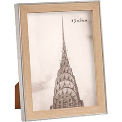 Kunststof fotolijst zilver met hout geschikt voor een foto van 15 x 20 cm - Fotolijsten