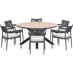 Garden Impressions Tineo tuinset 7-delig - Tulli tuintafel Ø148x75 cm light teak vironwood
