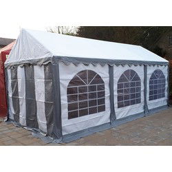 Professionele Partytent PVC 4x8x2,2 mtr in Wit-Grijs
