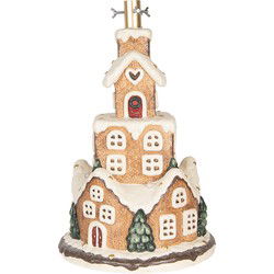 Clayre & Eef Kerstboom Standaard Gingerbread house Ø 35x57 cm Bruin Keramisch materiaal