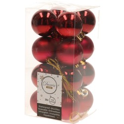 32x Kunststof kerstballen glanzend/mat donkerrood 4 cm kerstboom versiering/decoratie - Kerstbal