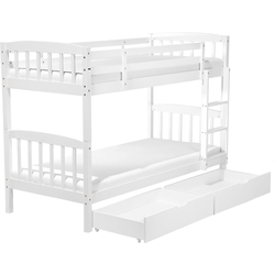 REVIN  - Stapelbed met opbergruimte - Wit - 90 x 200 cm - Dennenhout