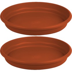 Set van 3x stuks bloempot/plantenpot onderschaal terra cotta kunststof diameter 29 cm - Plantenpotten